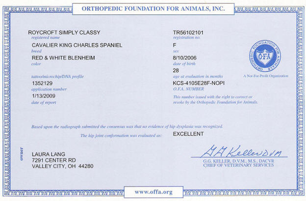OFA certification form