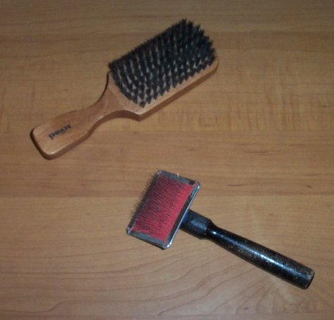natural bristle brush and slicker brush